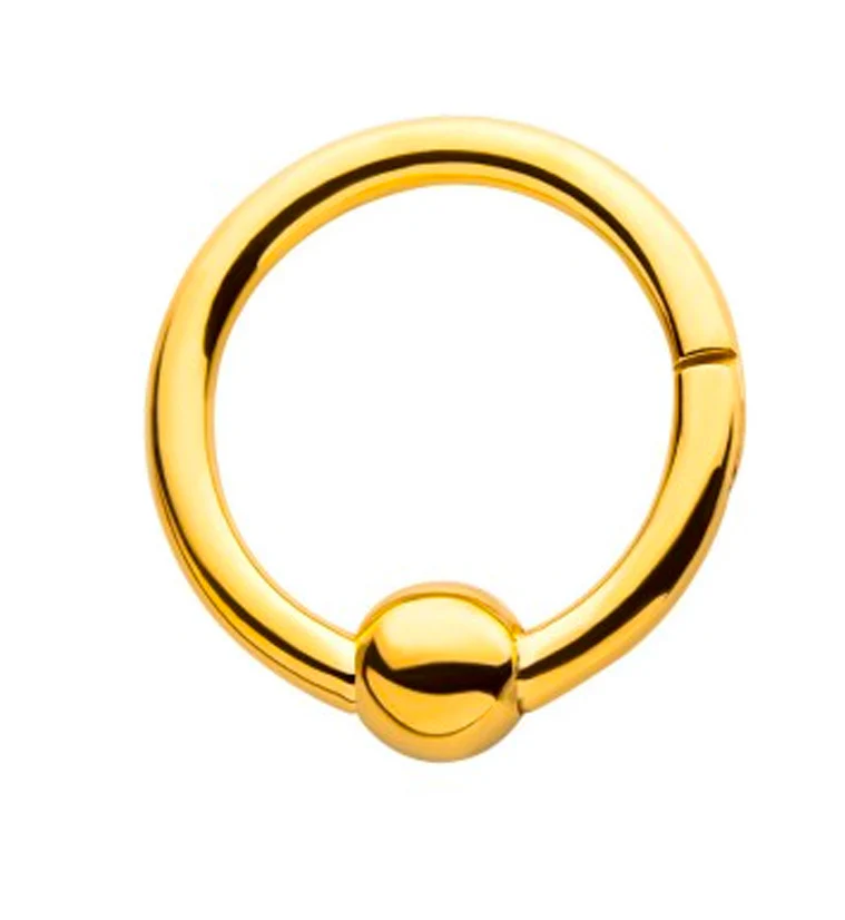 24kt PVD Gold Titanium Hinged Segment Captive Bead Ring - Mrs Treak