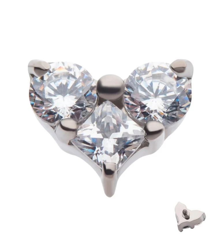 Heart CZ Internally Threaded Titanium Top - Mrs Treak