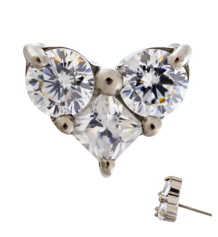 Heart CZ Threadless Titanium Top - Mrs Treak