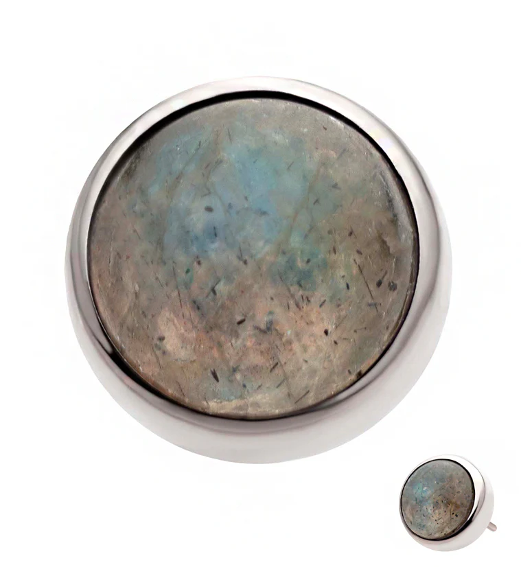 Bezel Labradorite Stone Titanium Threadless Top - Mrs Treak