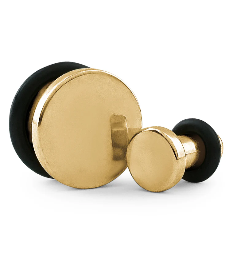 Simple Single Flare Gold Steel Plugs - Mrs Treak