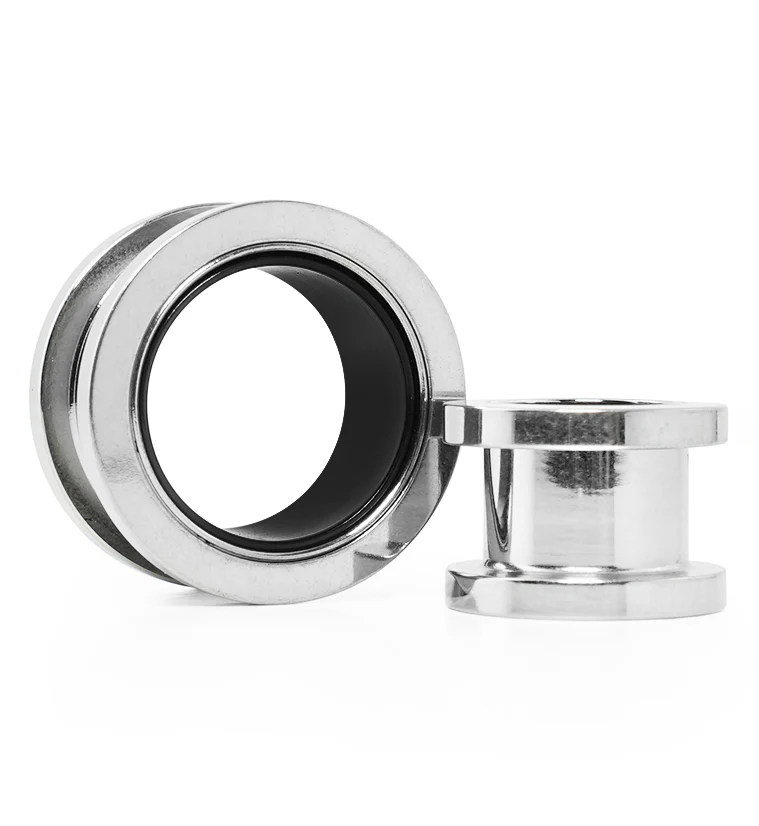 Black PVD Inlay Stainless Steel Tunnel Plugs - Mrs Treak