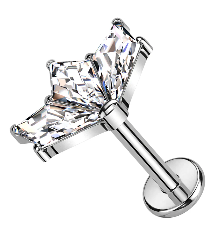 Triple Poly Clear CZ Titanium Internally Threaded Labret - Mrs Treak