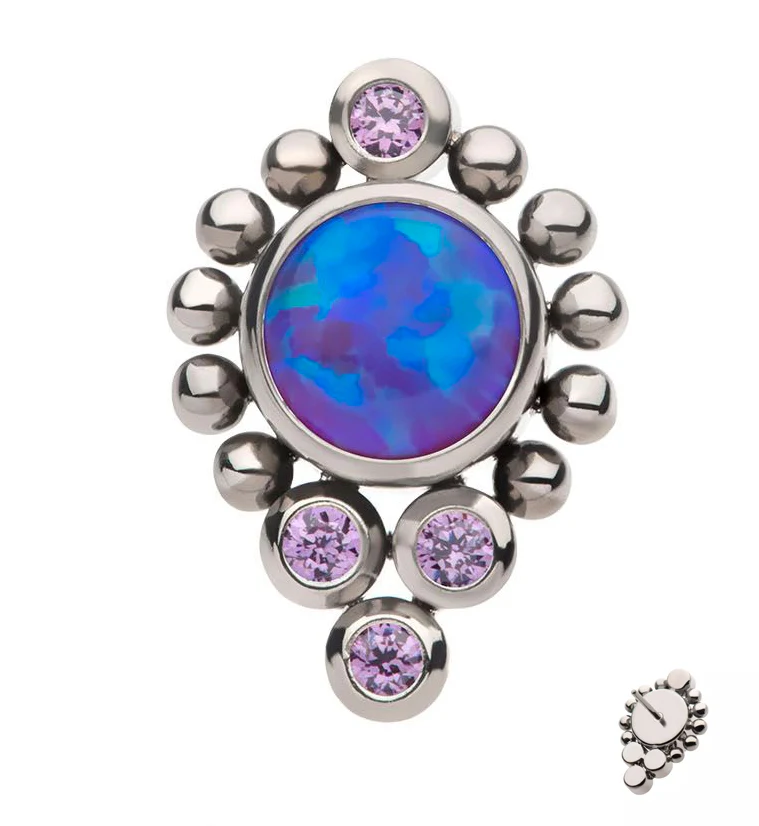 Regal Purple Opalite Purple CZ Titanium Threadless Top - Mrs Treak