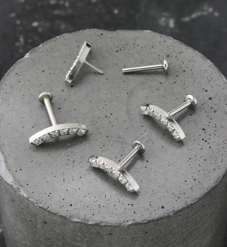 Camber CZ Stainless Steel Convex Back Threadless Labret - Mrs Treak