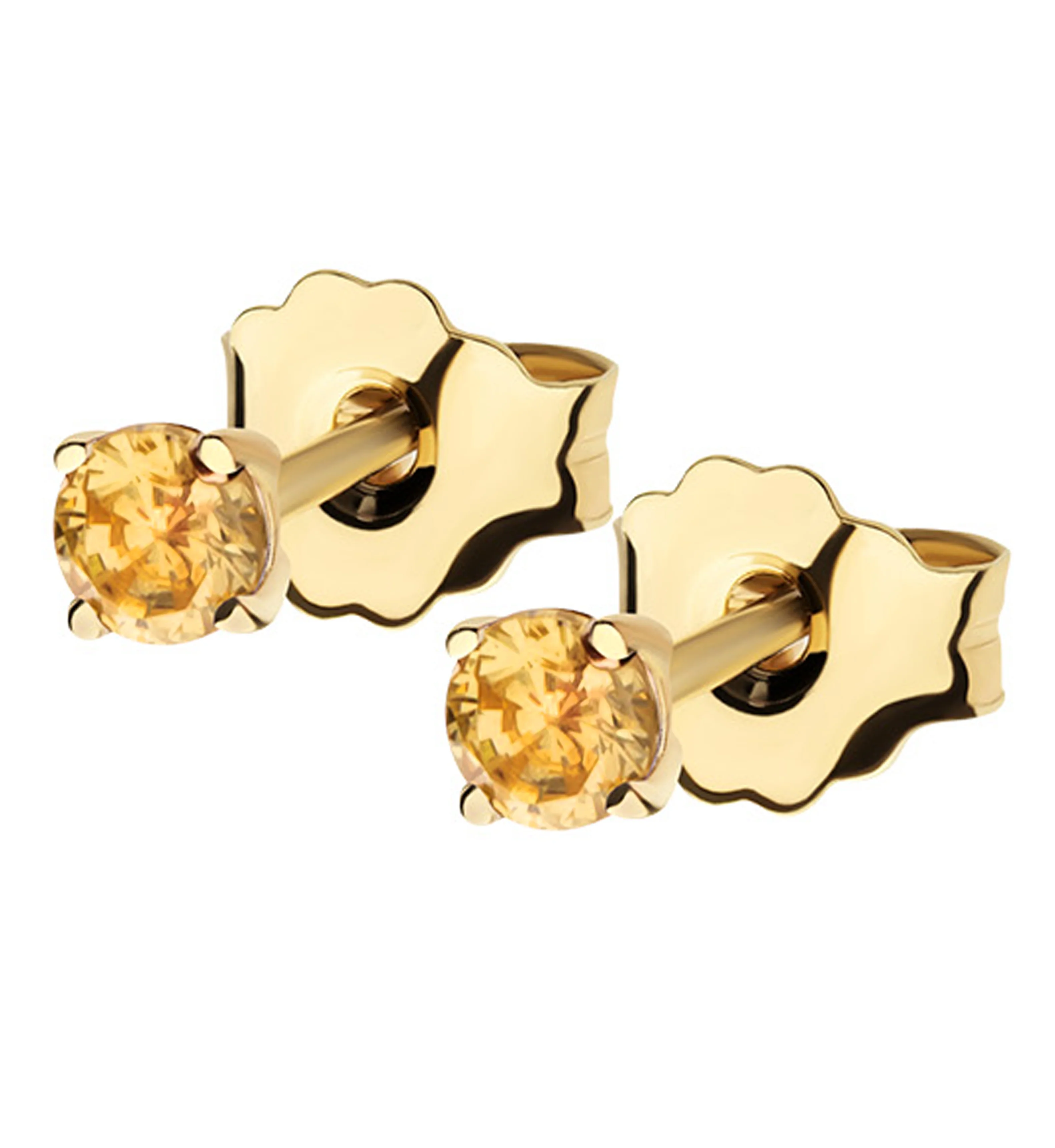 14kt Gold November Birthstone Topaz CZ Stud Earrings - Mrs Treak