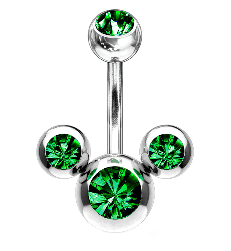 Emerald Green Trinity CZ Belly Button Ring - Mrs Treak