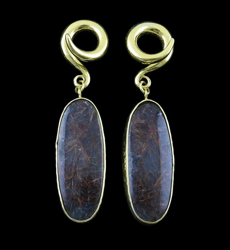 Rutilated Quartz Stone Ear Weights Version 5 - Mrs Treak