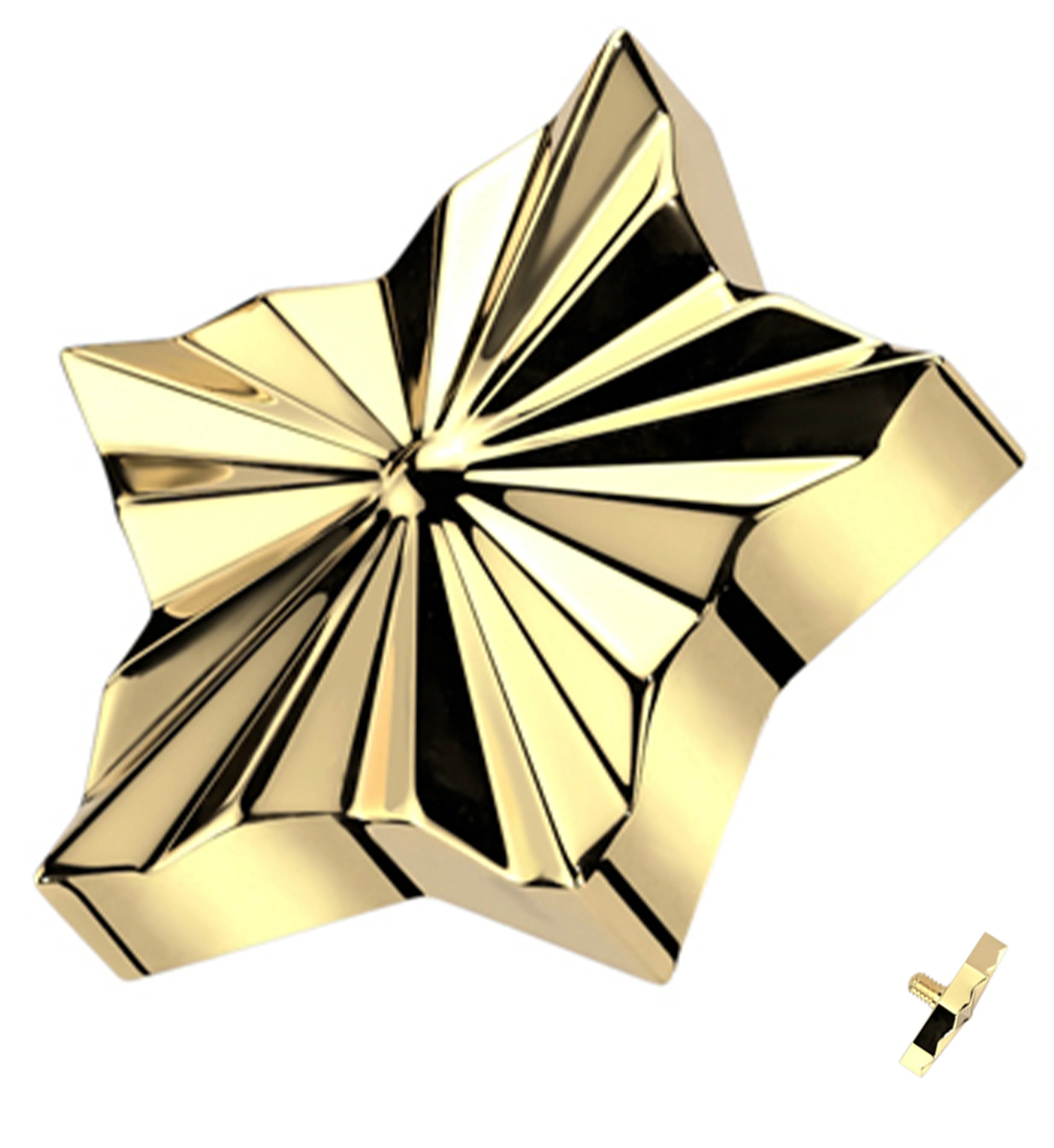 Gold PVD Score Star Internally Threaded Top - Mrs Treak