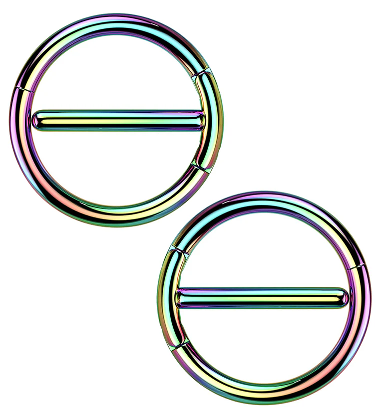 Rainbow PVD Circlet Stainless Steel Nipple Clicker Ring - Mrs Treak