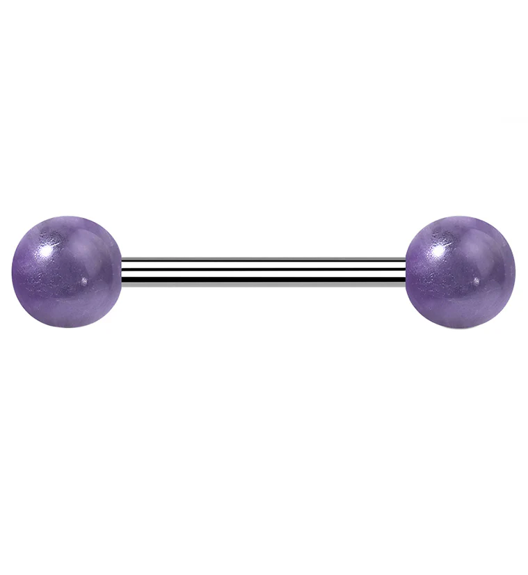 14G Double Amethyst Stone Stainless Steel Barbell - Mrs Treak
