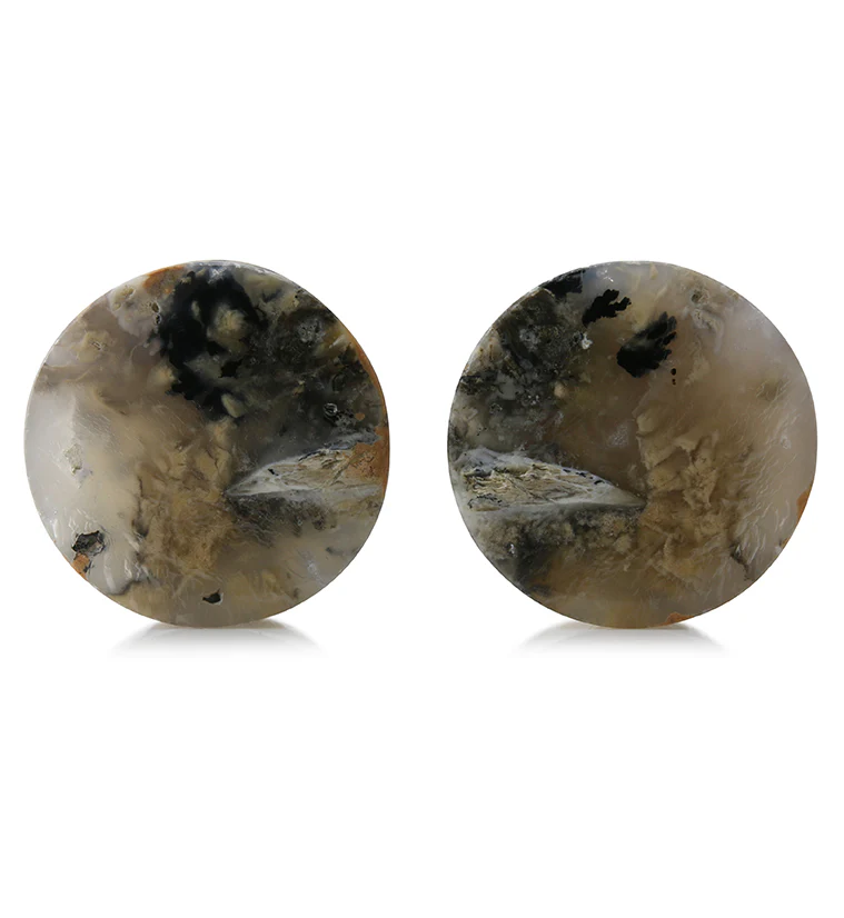 Tiger Agate Dendritic Stone Plugs 1 & 3/8