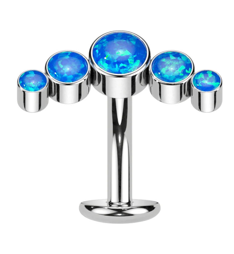 Arch Blue Opalite Titanium Threadless Floating Belly Button Ring (Convex Disk) - Mrs Treak