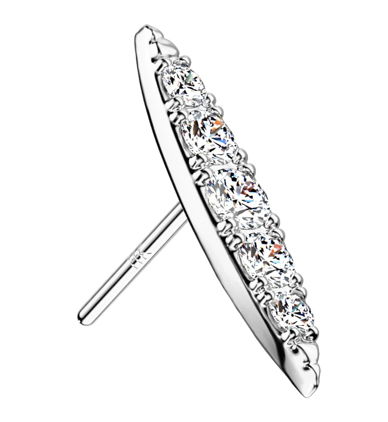 14kt White Gold Oblong CZ Threadless Top - Mrs Treak