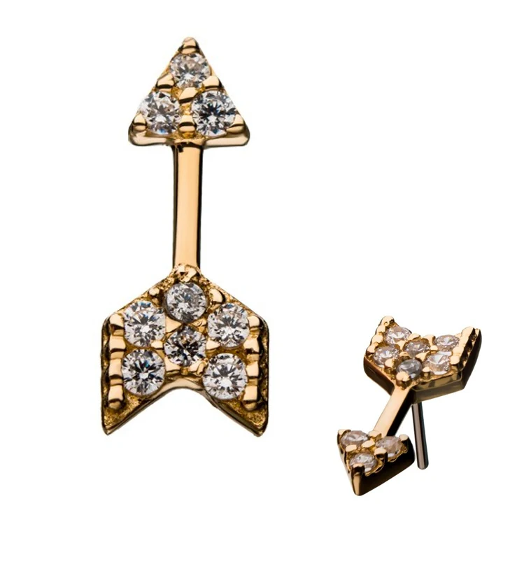 14kt Gold Arrow CZ Threadless Top - Mrs Treak
