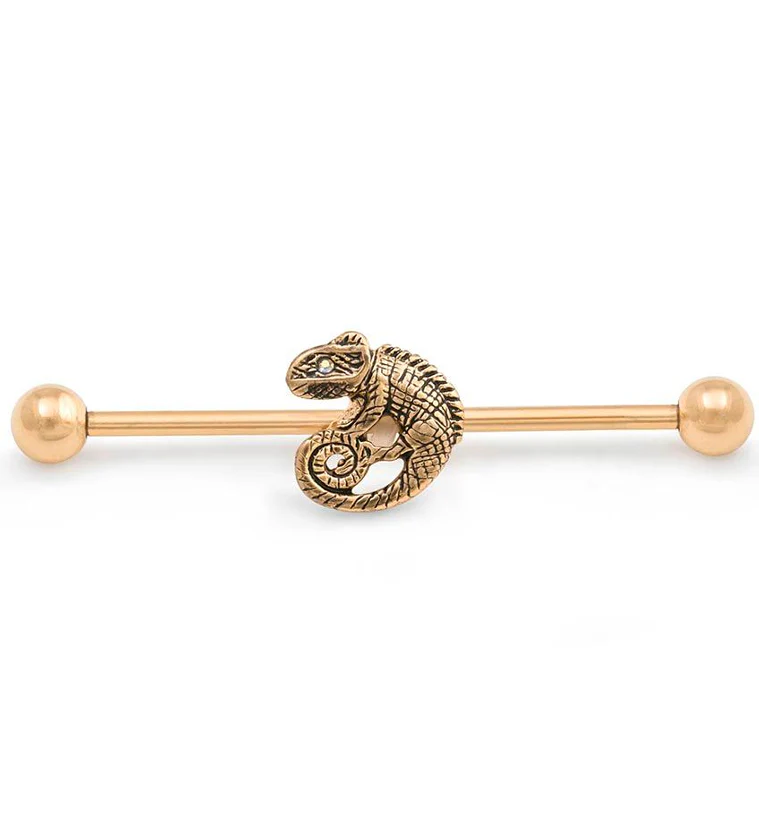 Gold PVD Chameleon Industrial Barbell - Mrs Treak