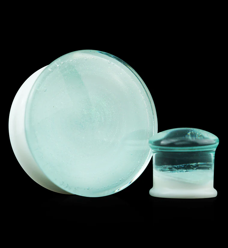 White Cosmos Glass Double Flare Plugs - Mrs Treak