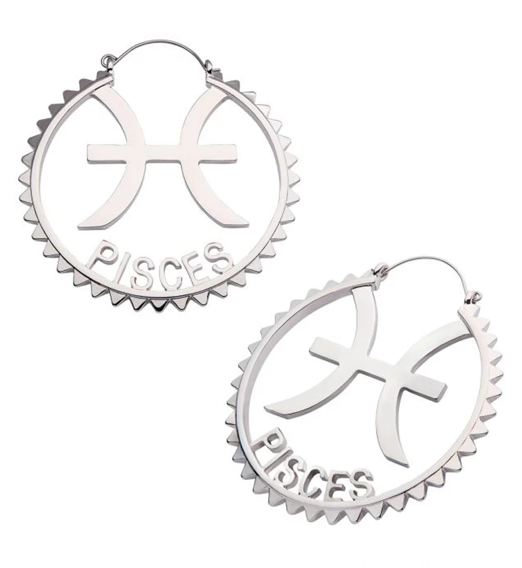 Pisces Sign Plug Hoops - Mrs Treak