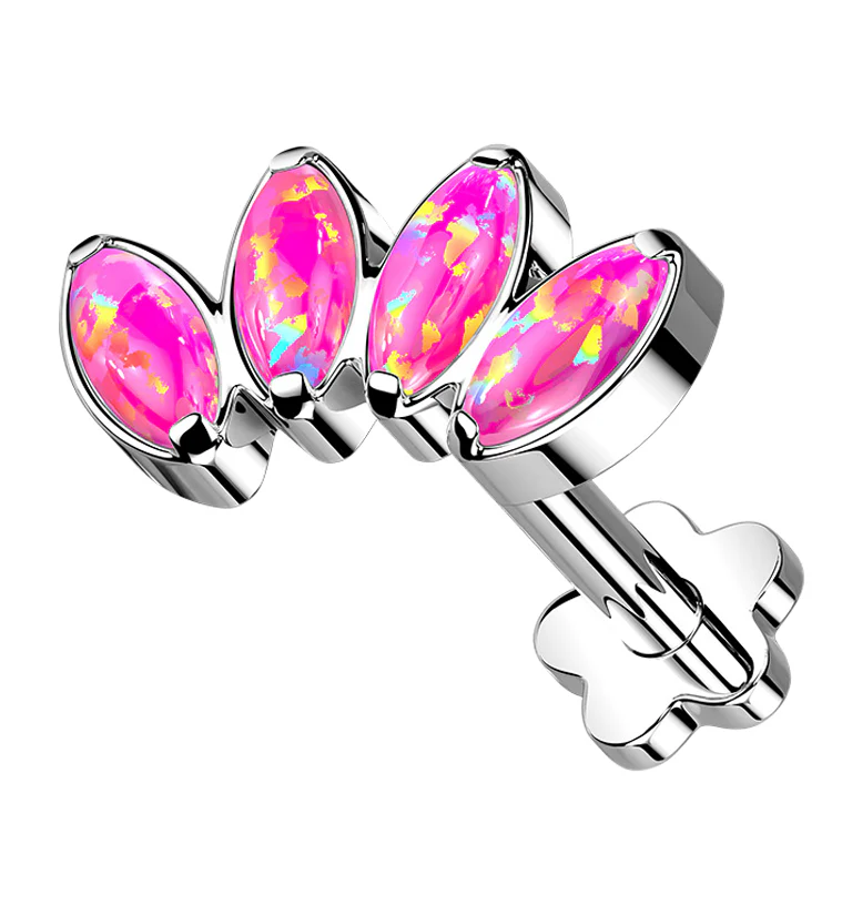 Half Crown Pink Opalite Titanium Threadless Labret - Mrs Treak