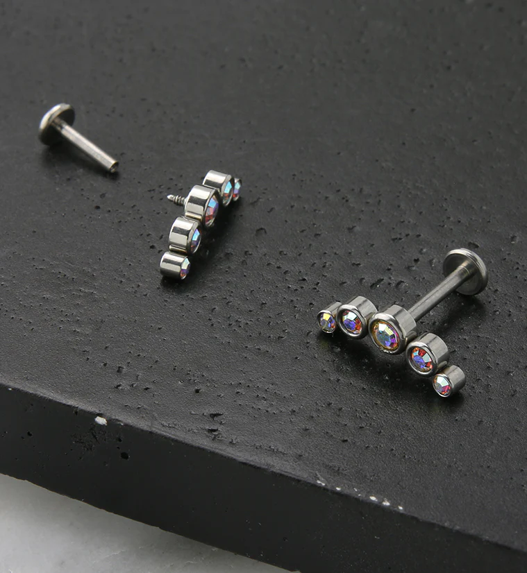 Rainbow Aurora Arch CZ Labret Post - Mrs Treak