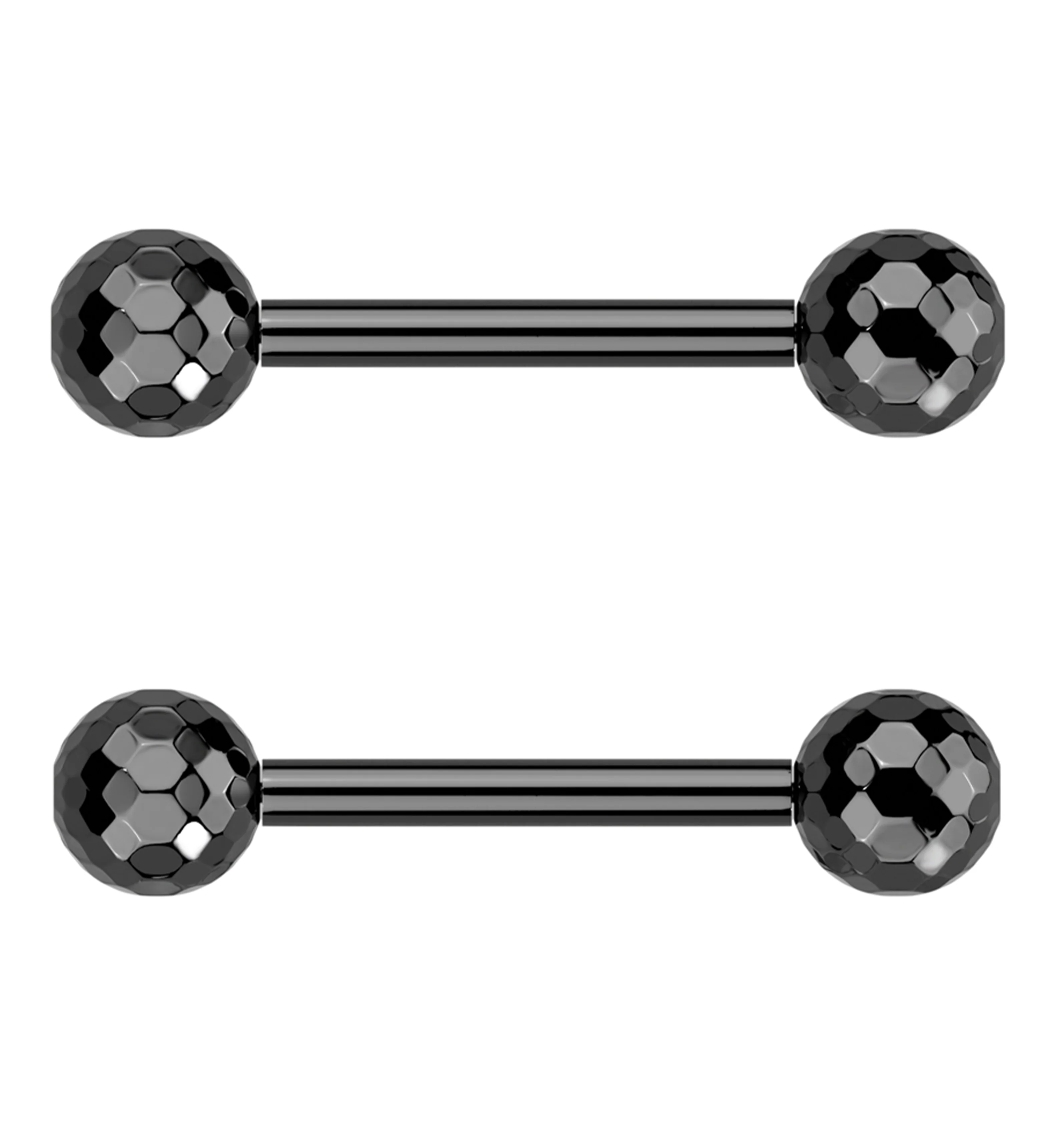 Black PVD Faceted Threadless Titanium Nipple Barbells - Mrs Treak