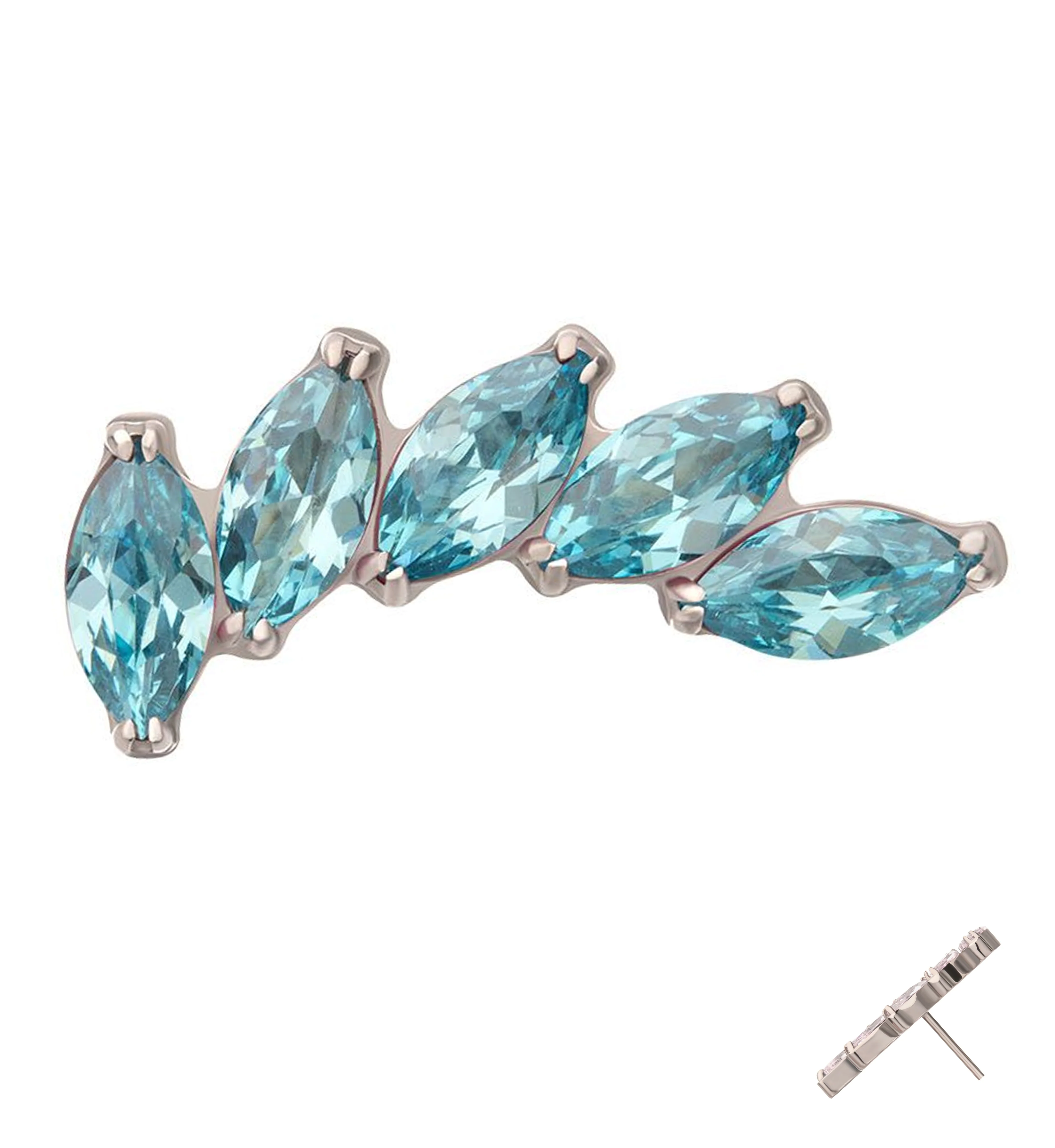 Cascade Aqua CZ Titanium Threadless Top - Mrs Treak
