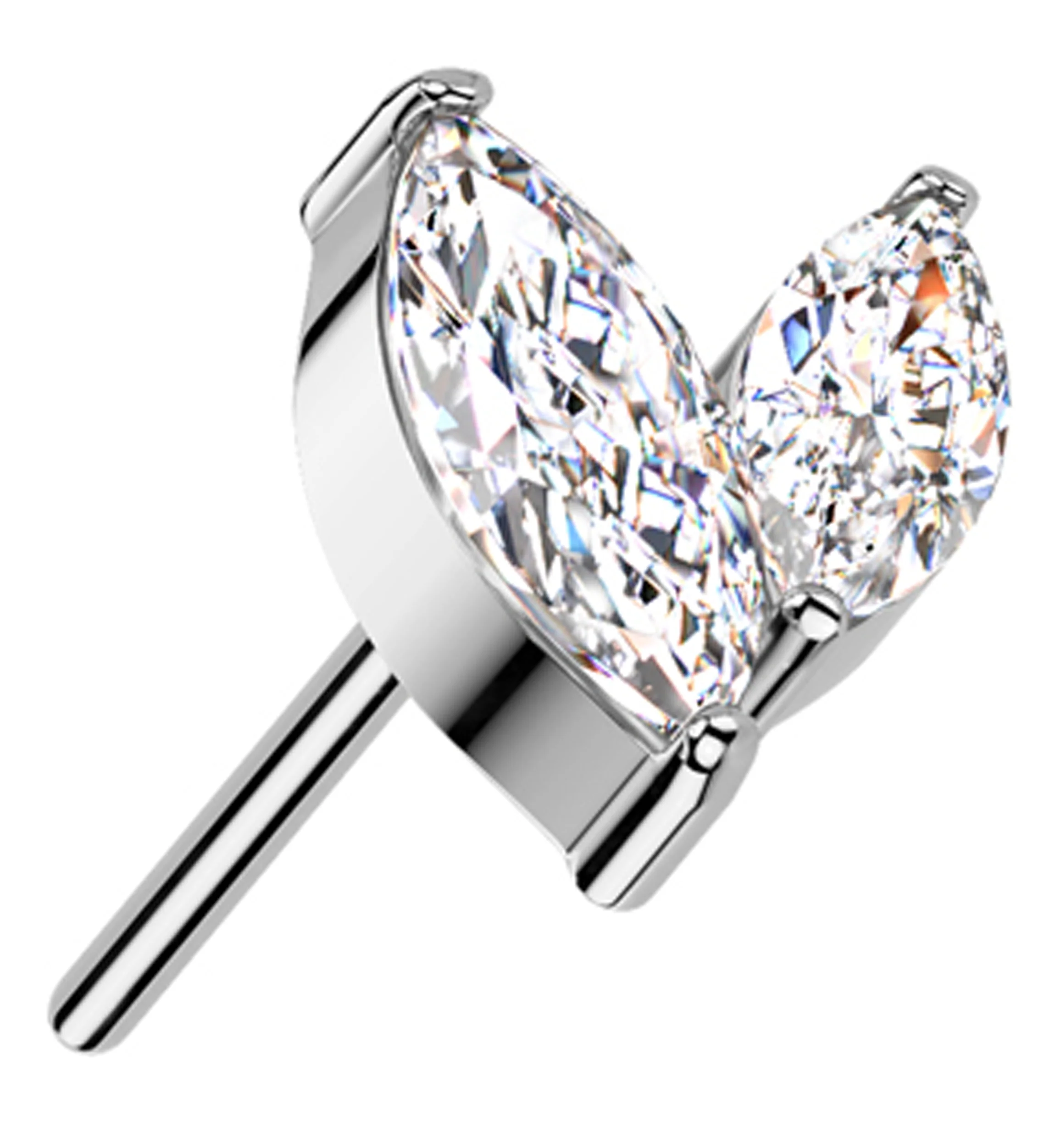 Marquise Frond Clear CZ Titanium Threadless Top - Mrs Treak