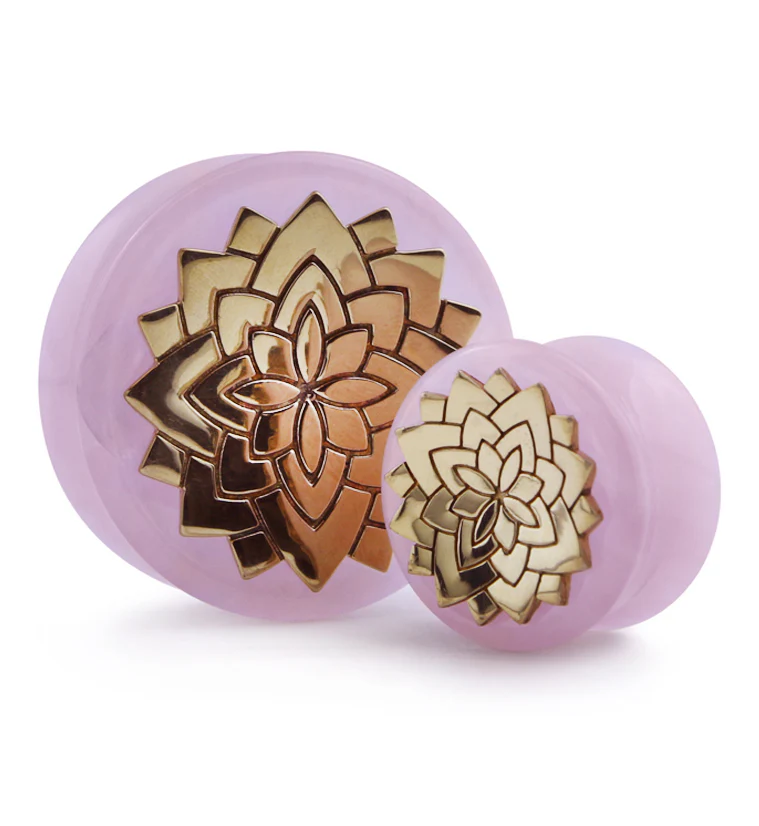 Mandala X Rose Quartz Stone Plugs - Mrs Treak