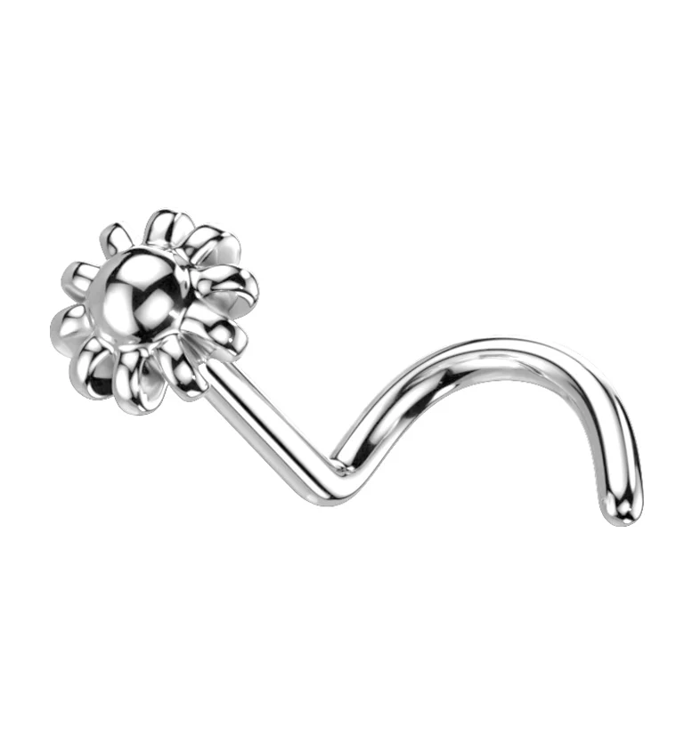 14kt White Gold Daisy Nose Screw - Mrs Treak
