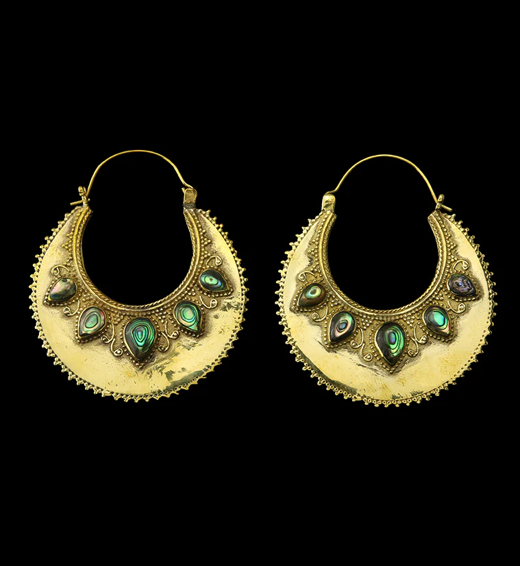 18G Bauble Abalone Brass Hangers / Earrings - Mrs Treak