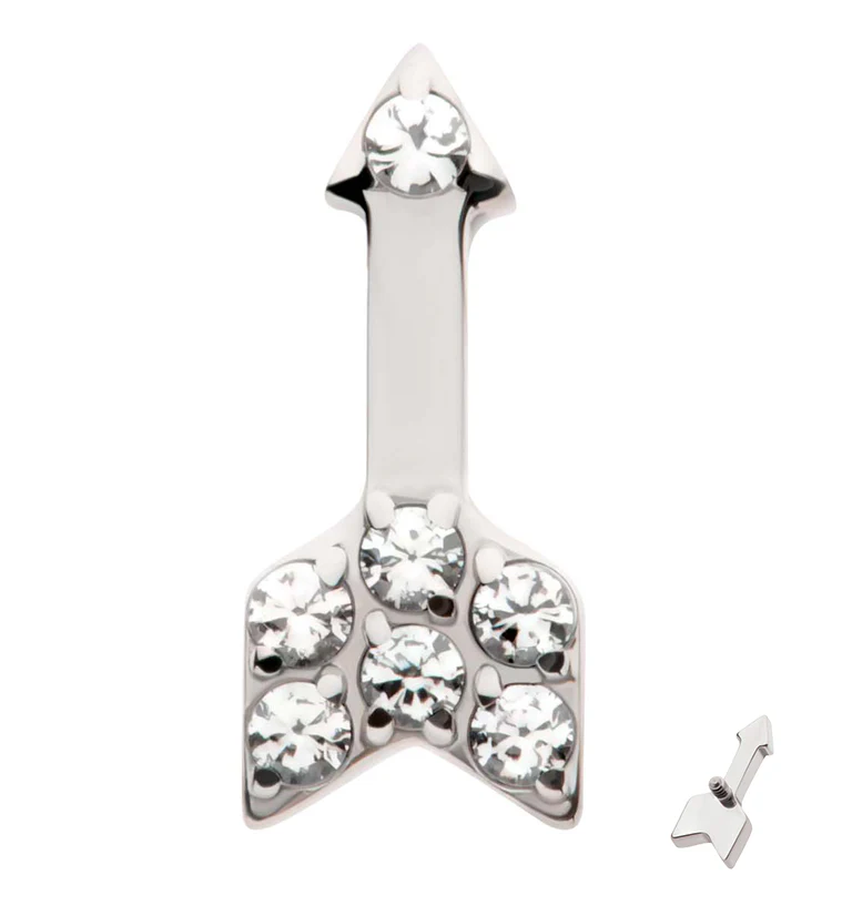 Arrow Pave Clear CZ Internally Threaded Titanium Top - Mrs Treak