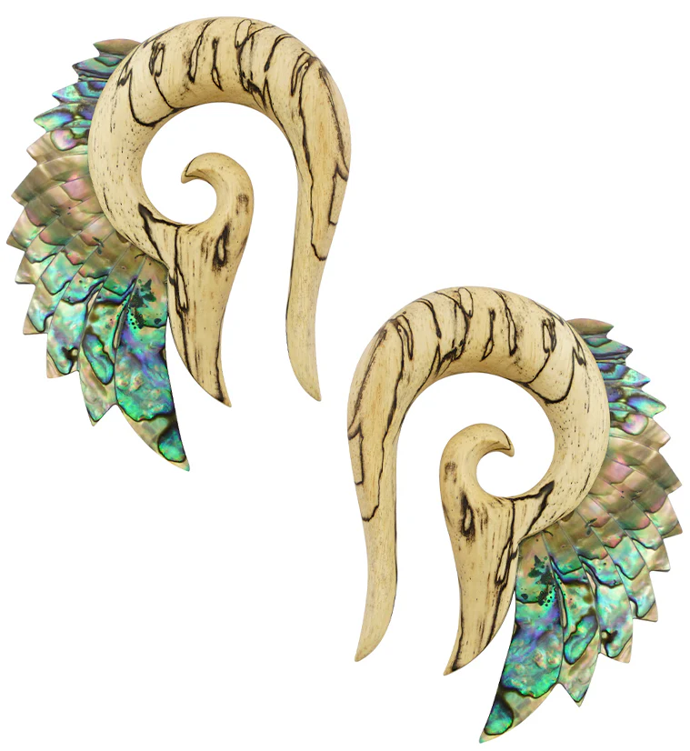 Tamarind Wooden Abalone Shell Angel Wing Hangers - Mrs Treak