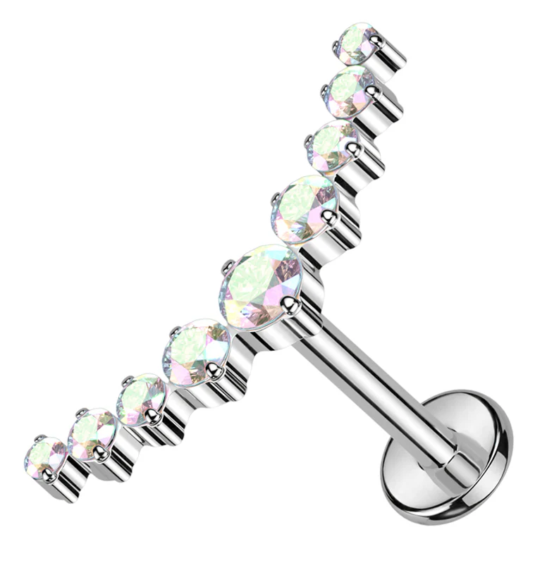 Arc Rainbow Aurora CZ Titanium Internally Threaded Labret - Mrs Treak