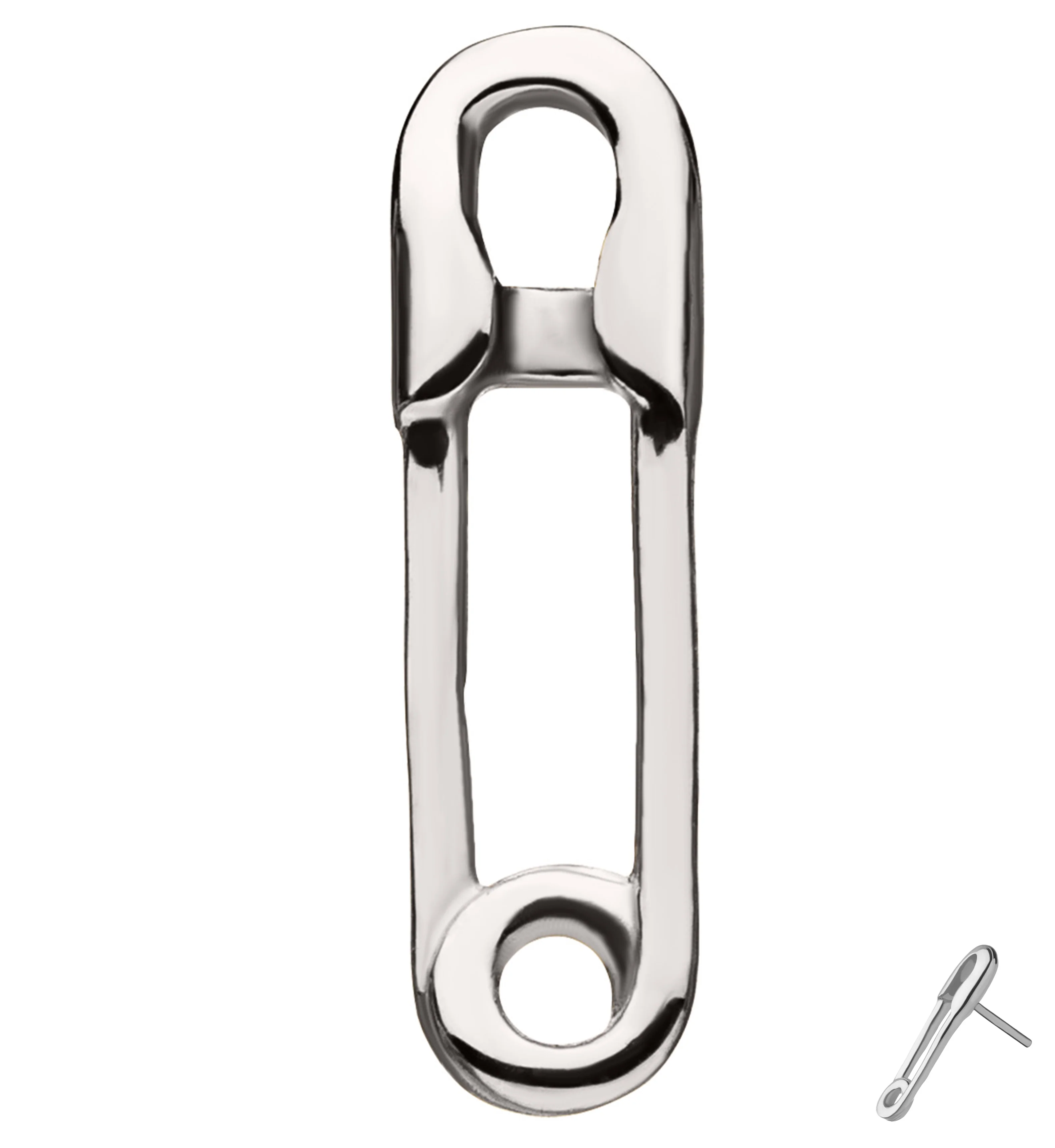 14kt White Gold Safety Pin Threadless Top - Mrs Treak