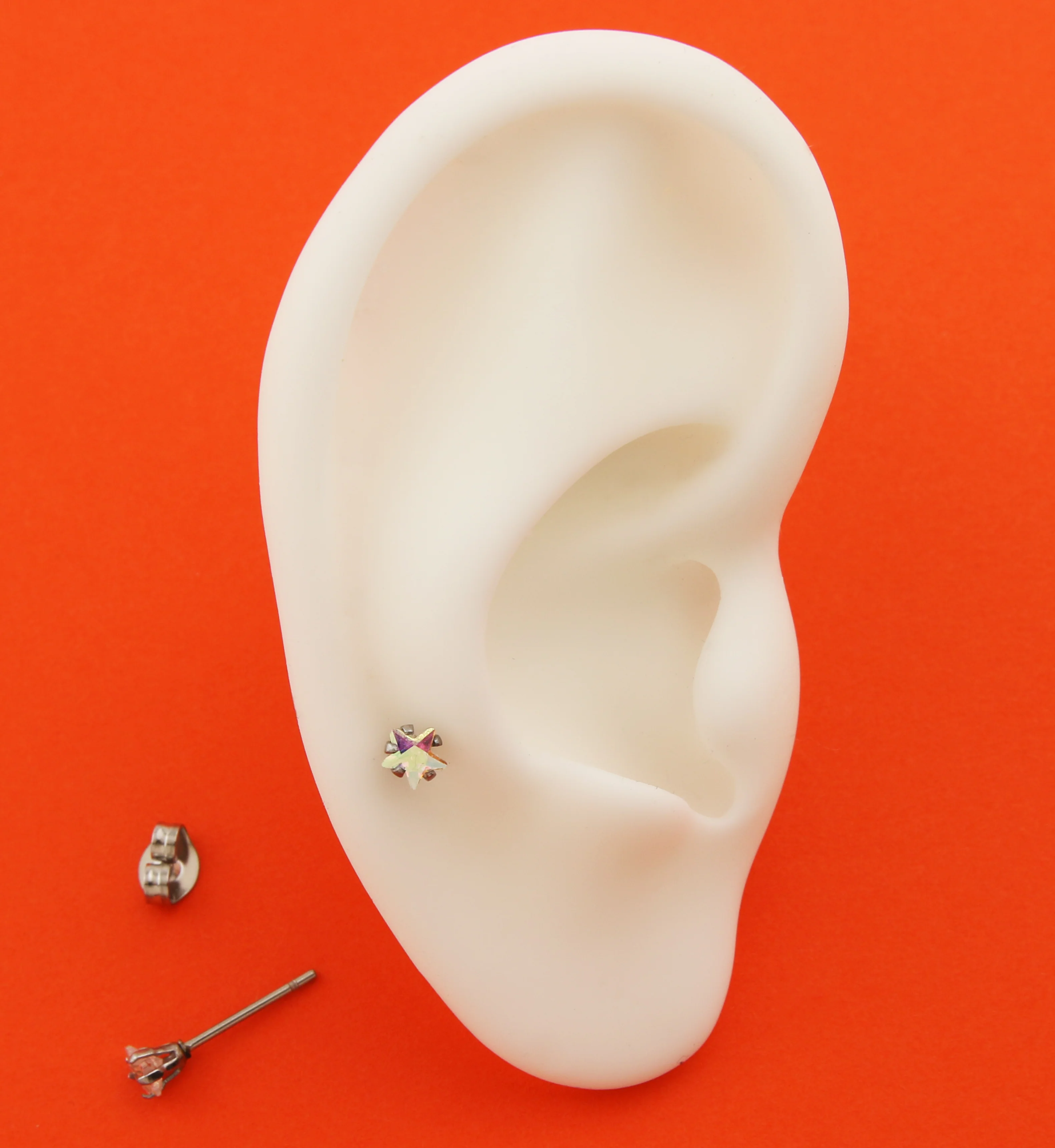 Prong Star Rainbow Aurora CZ Stainless Steel Stud Earrings - Mrs Treak