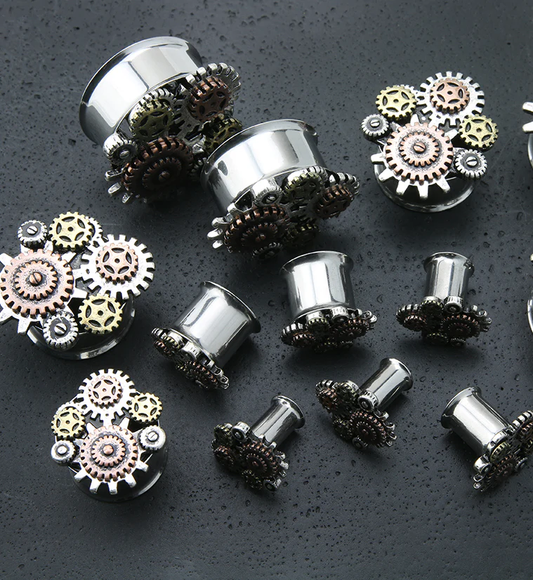 Steampunk Clockwork Stainless Steel Plugs - Mrs Treak