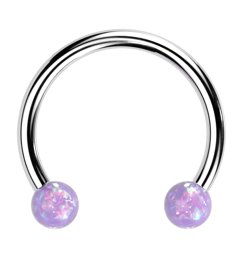 Purple Opalite Ball Threadless Titanium Circular Barbell - Mrs Treak