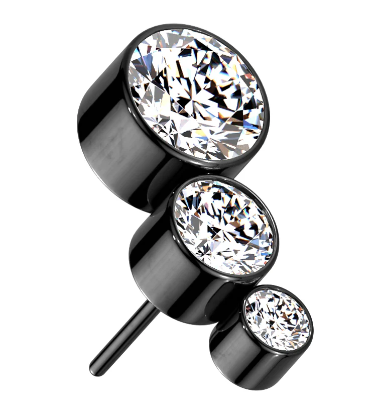 Black PVD Descend CZ Threadless Titanium Top - Mrs Treak