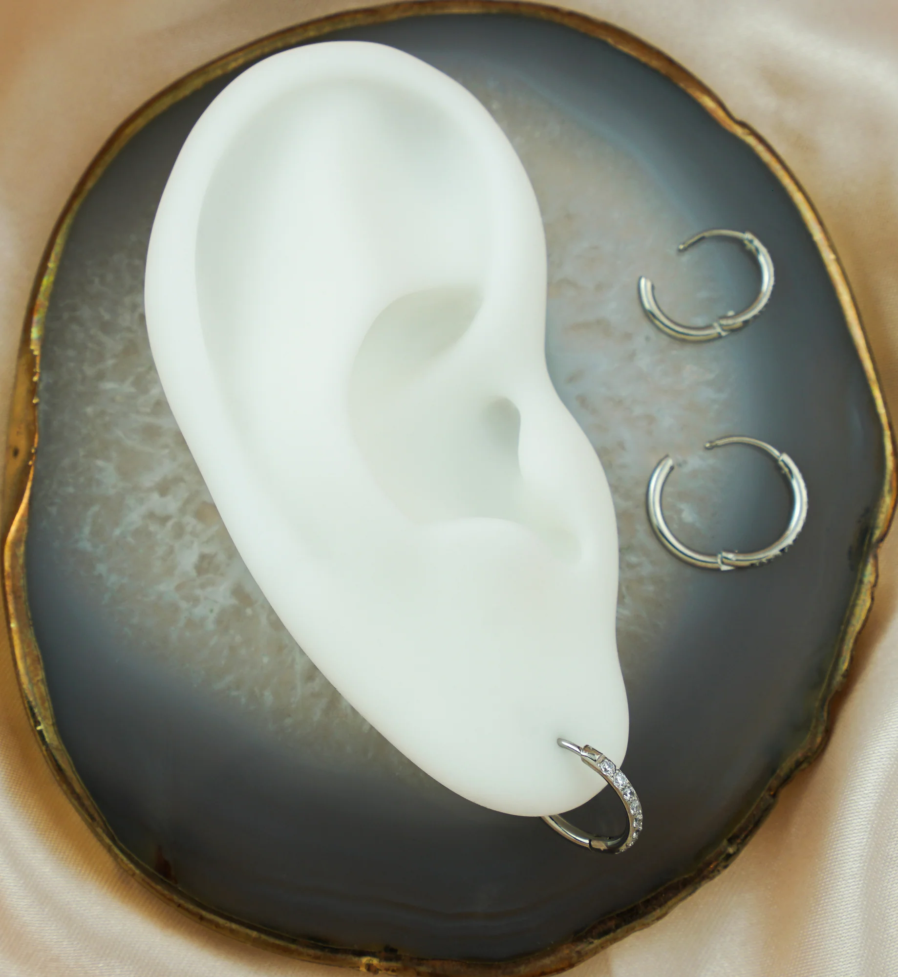 Clear CZ Hoop Stainless Steel Hinged Earrings - Mrs Treak