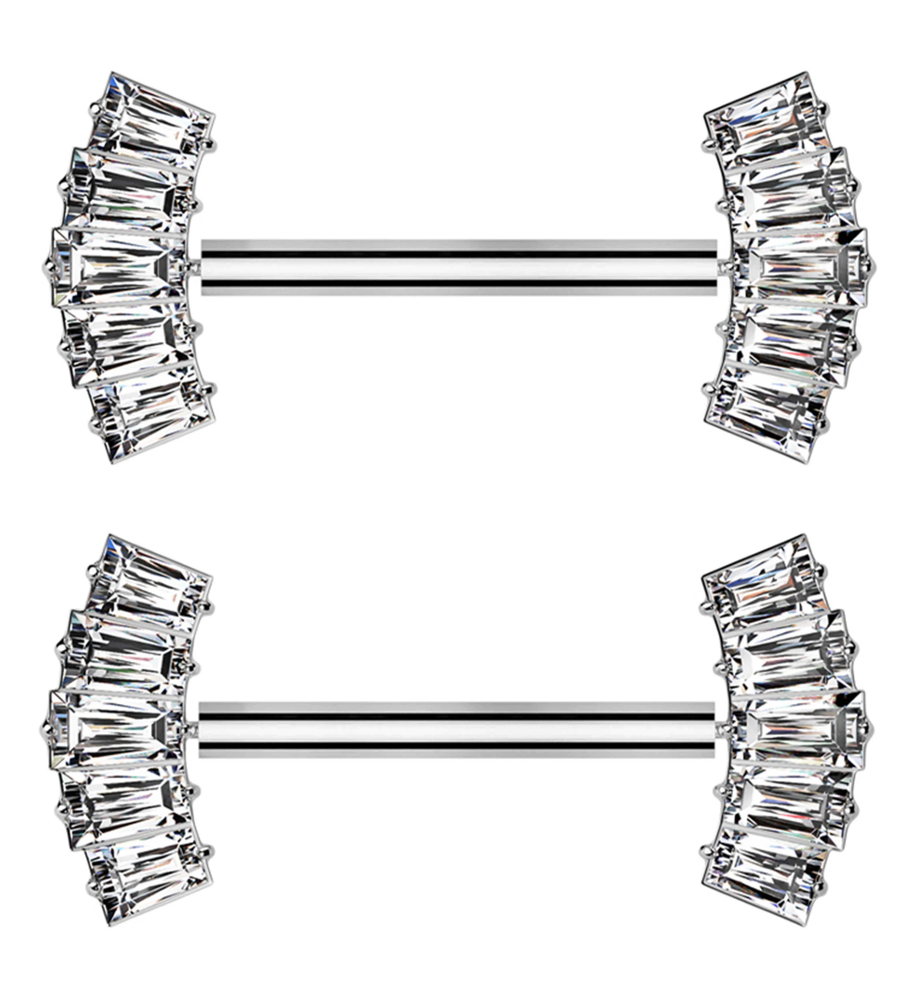 Quinary Baguette CZ Threadless Titanium Nipple Barbell - Mrs Treak