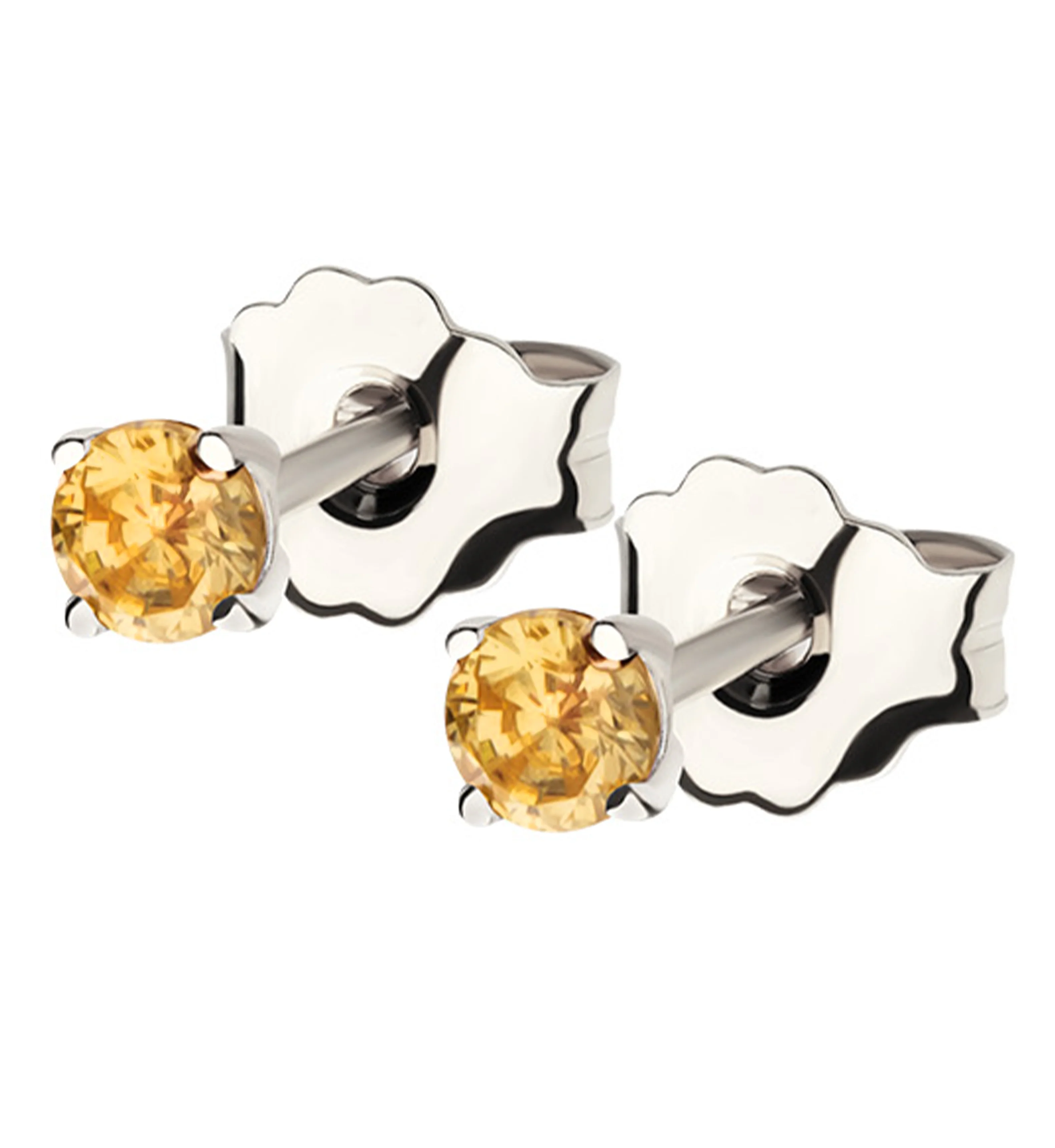 14kt White Gold November Birthstone Topaz CZ Stud Earrings - Mrs Treak