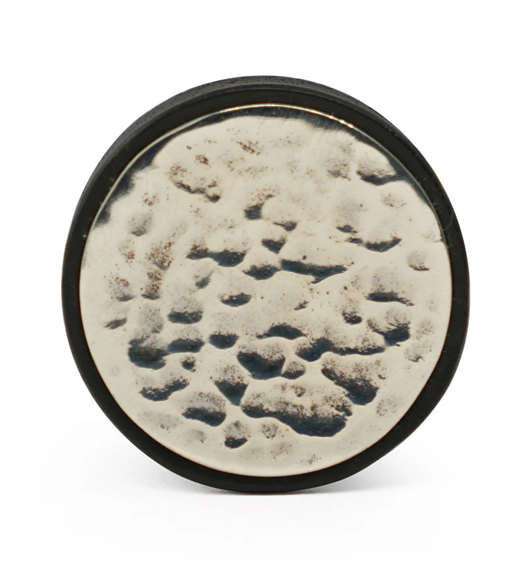 Hammered White Brass Inlay Areng Wood Plugs - Mrs Treak