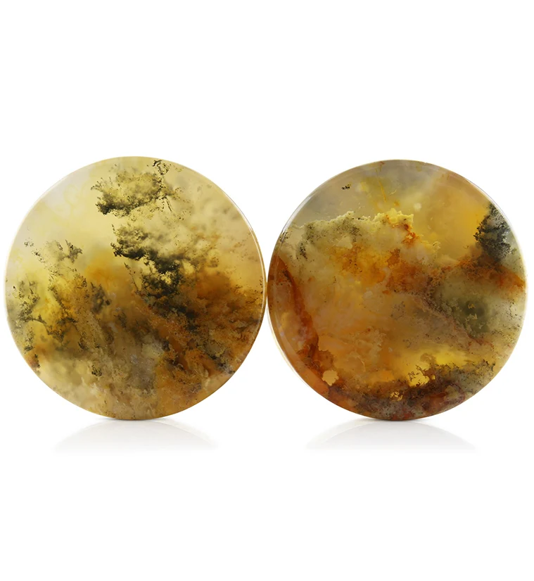Graveyard Point Plume Agate Stone Plugs 1 Inch (25mm) Version 4 - Mrs Treak