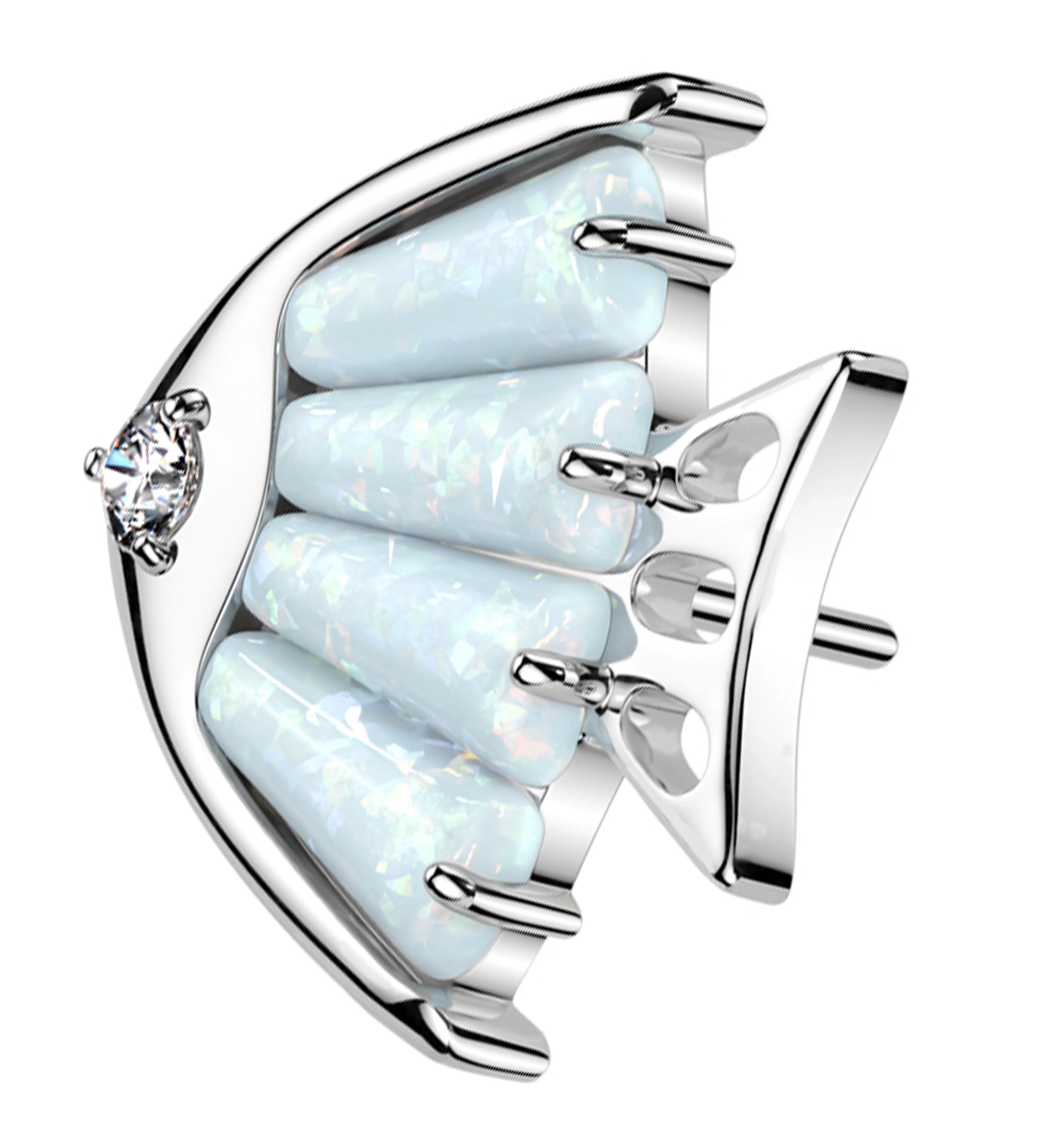 Fish White Opalite Titanium Threadless Top - Mrs Treak