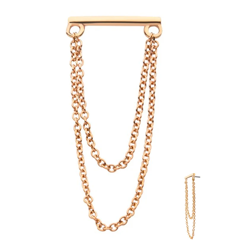 14kt Gold Bar Dangle Chain Threadless Top - Mrs Treak
