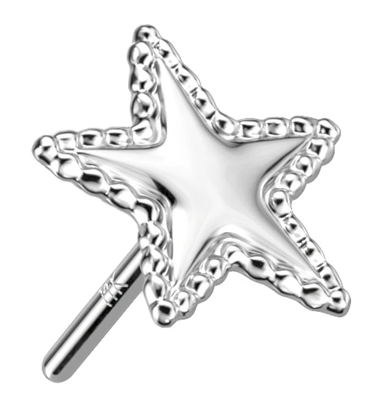 14kt White Gold Beaded Star Threadless Top - Mrs Treak