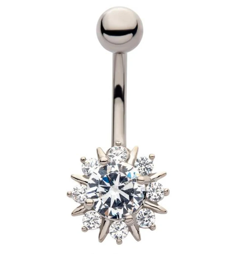 Spiky Flower CZ Belly Ring - Mrs Treak