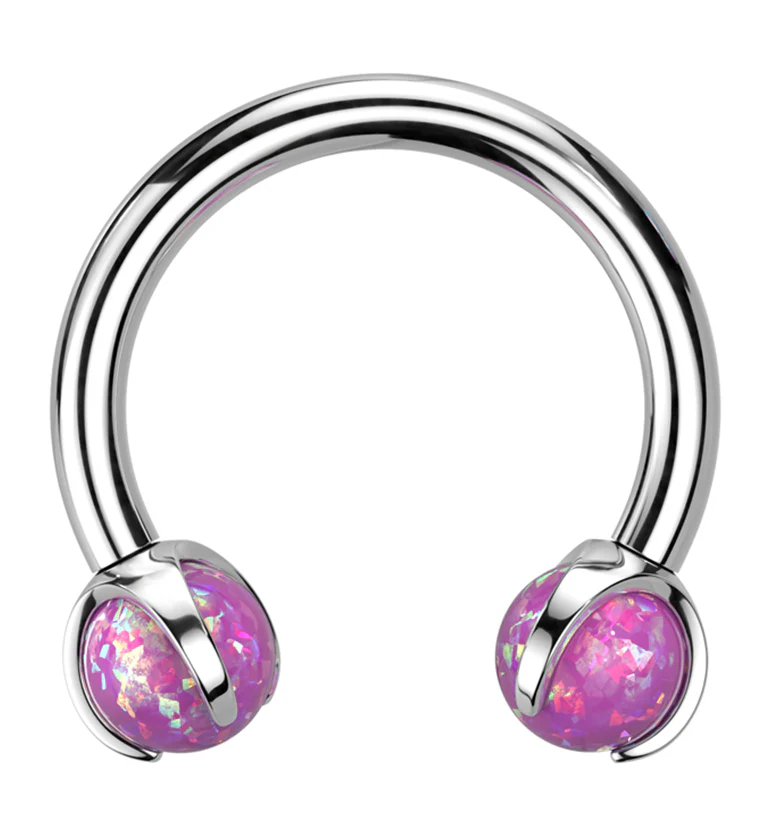 Claw Pink Opalite Titanium Internally Threaded Circular Barbell - Mrs Treak