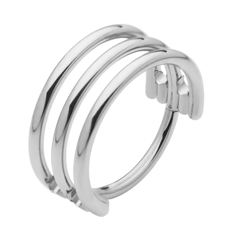Triple Interval Hoop Titanium Hinged Segment Ring - Mrs Treak