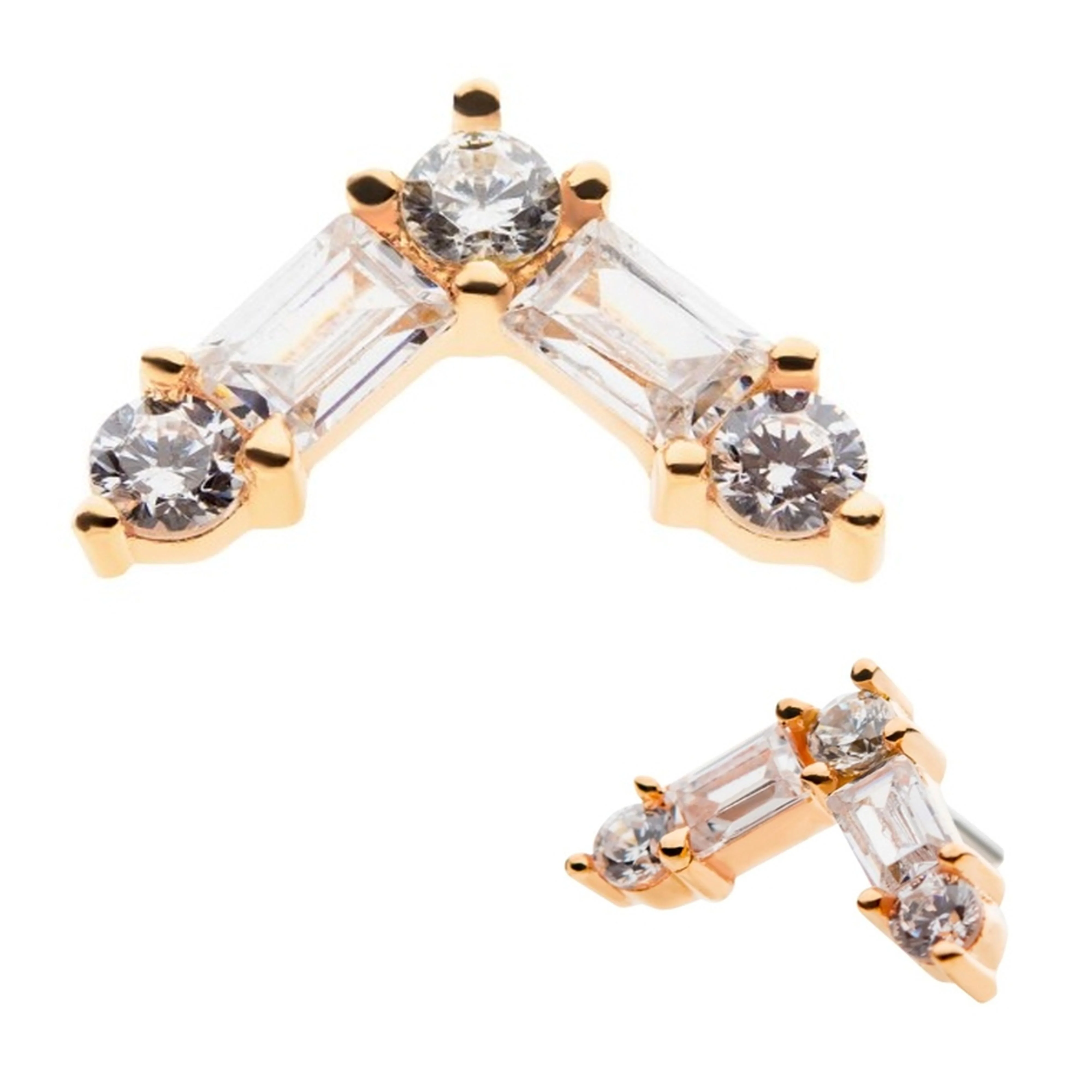 14kt Gold Valiant CZ Threadless Top - Mrs Treak